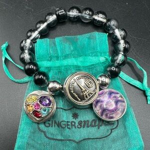 GINGER SNAPS 1 Snap Beaded Bracelet, 3 Interchangeable Snaps/Charms